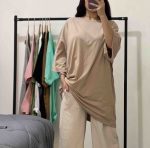 تیشرت لانگ پنبه  قواره دار کد 4008 - Image 9