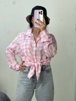 شومیز چهارخونه صورتی کد 1377 - Image 3