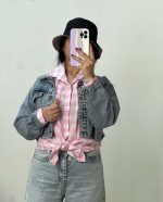 شومیز چهارخونه صورتی کد 1377 - Image 2