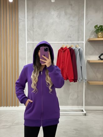 سویشرت کلاه دار بنفش کد 1372