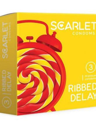 کاندوم تاخیری شیاردار اسکارلت 3 عددی مدل RIBBED DELAY